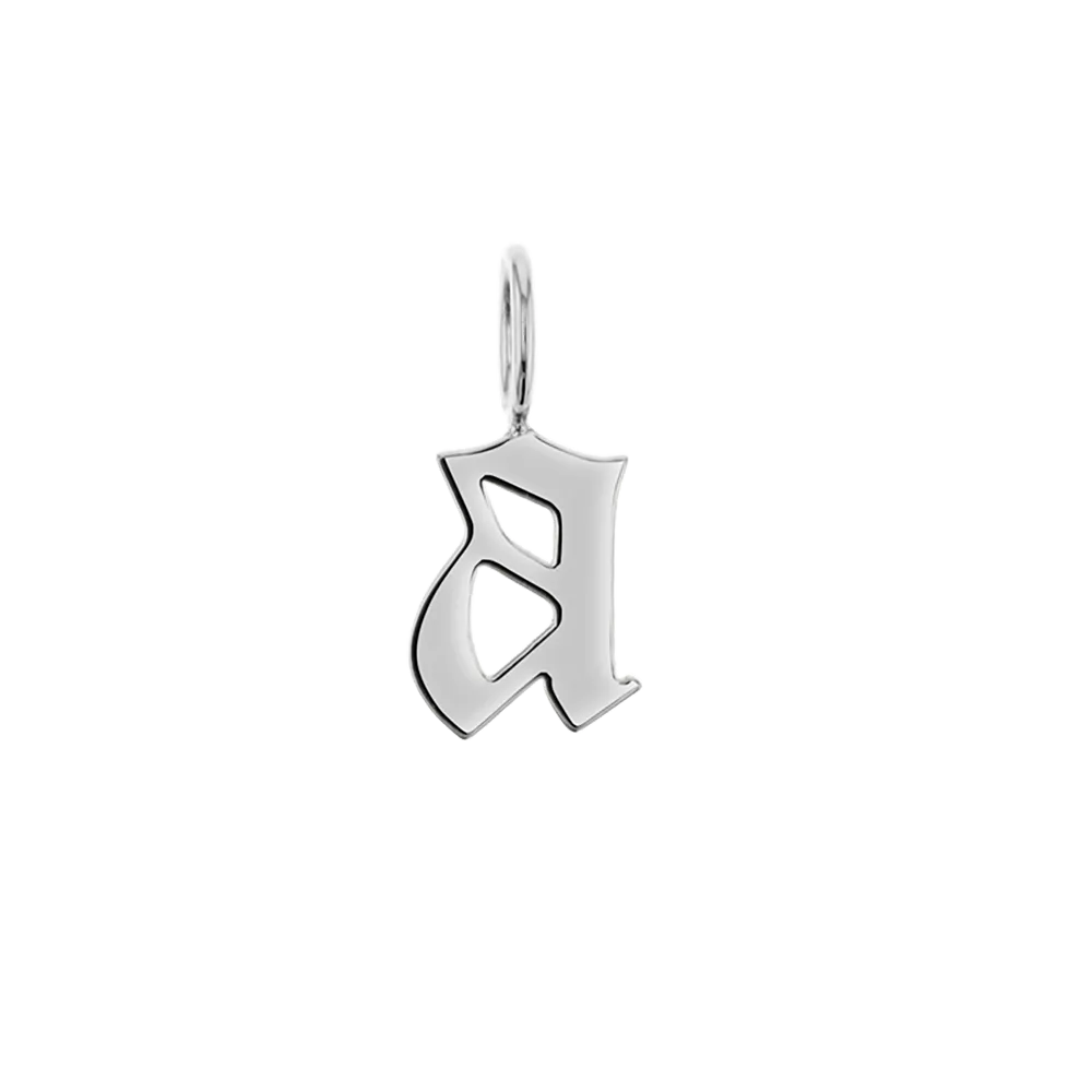 Gothic Old English Solid Initial Letter Charm