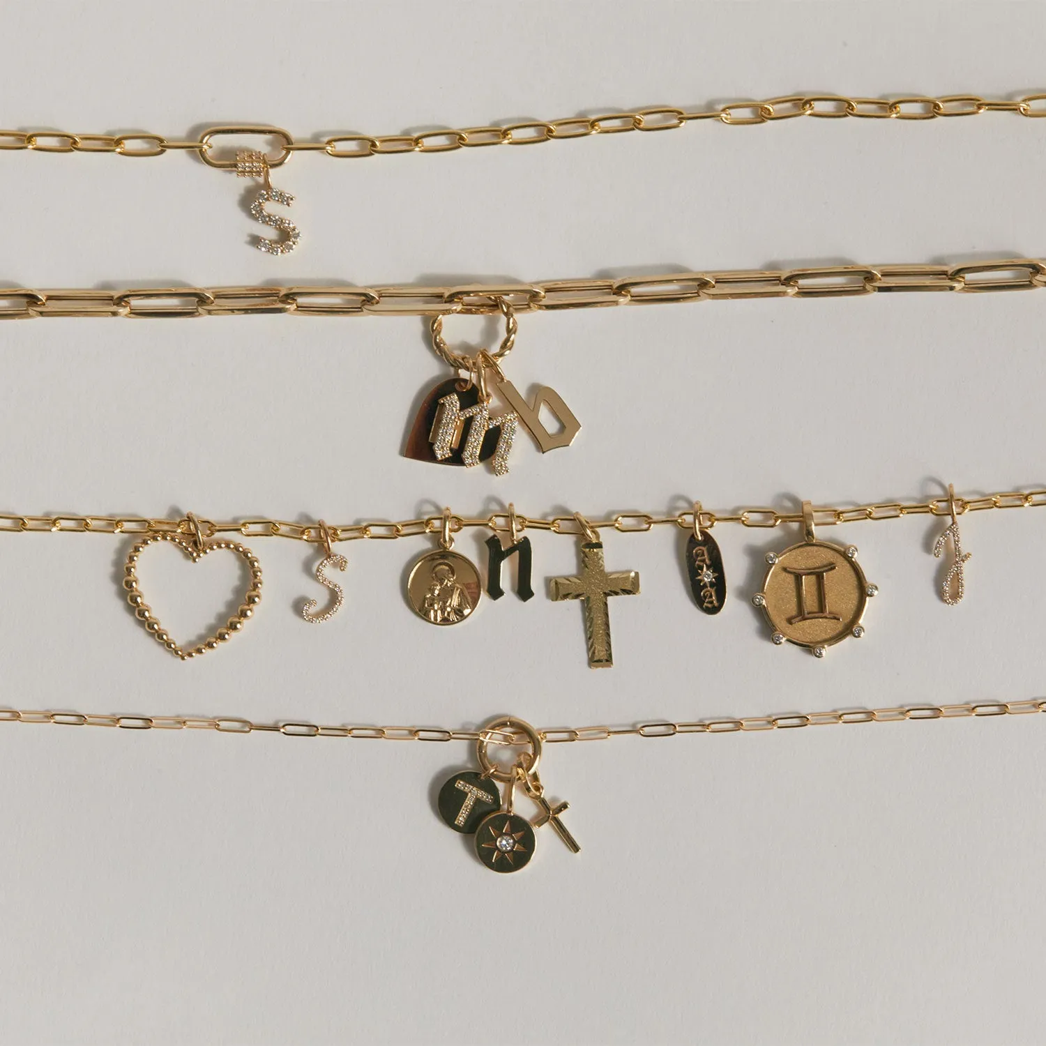 Gothic Old English Solid Initial Letter Charm