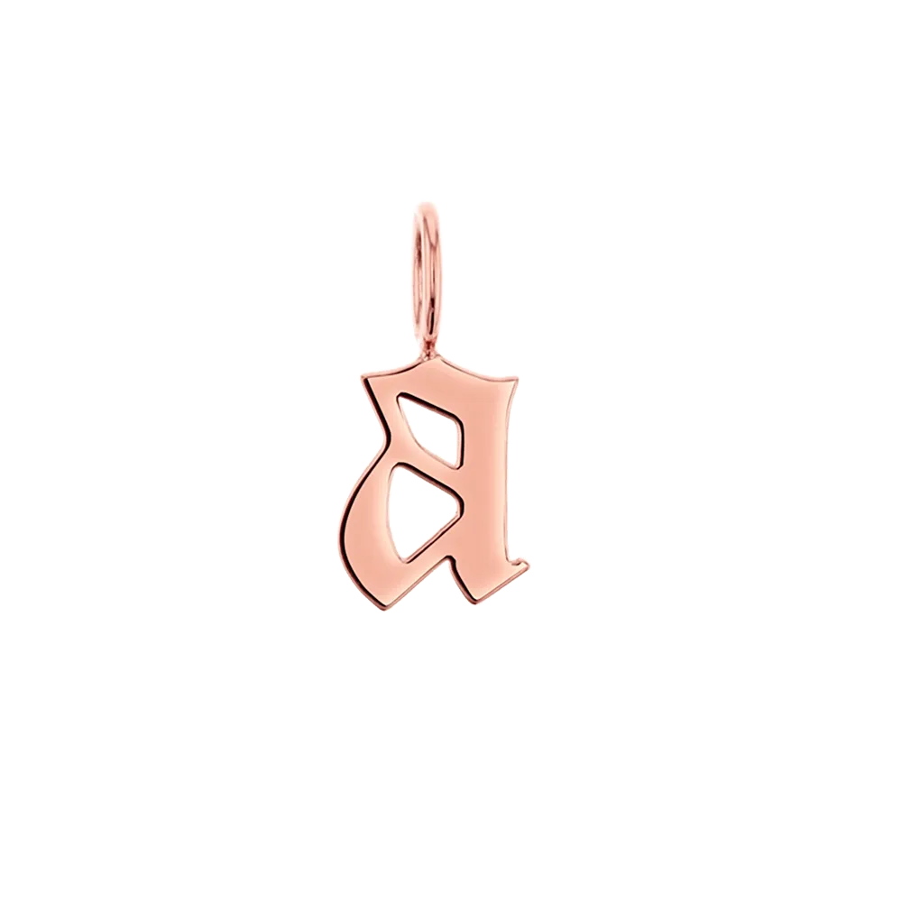 Gothic Old English Solid Initial Letter Charm