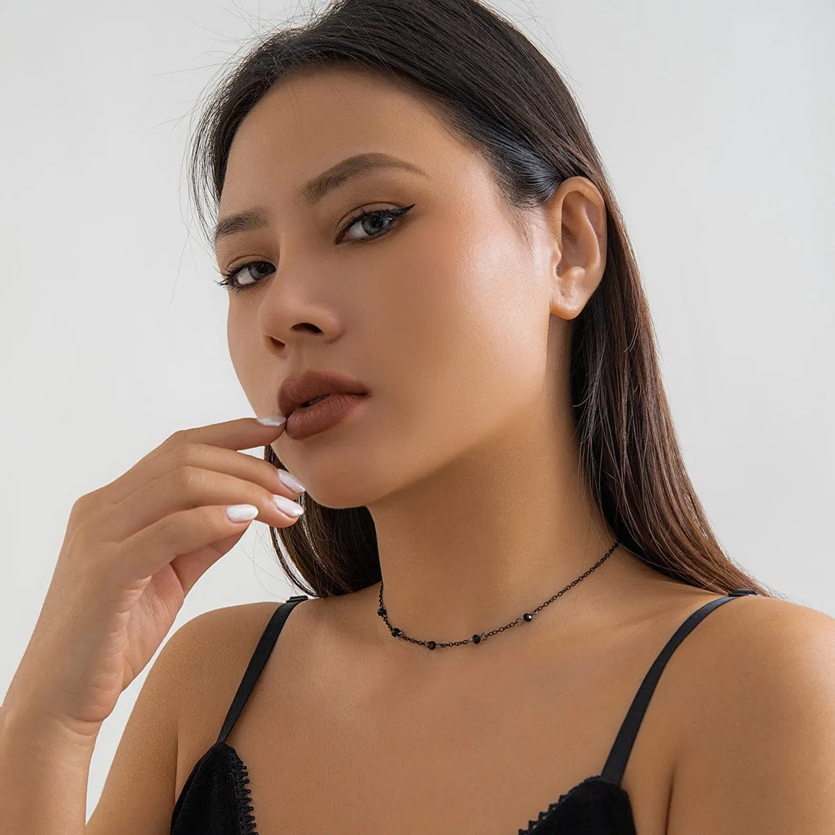 Gothic Rhinestone Cable Chain Necklace