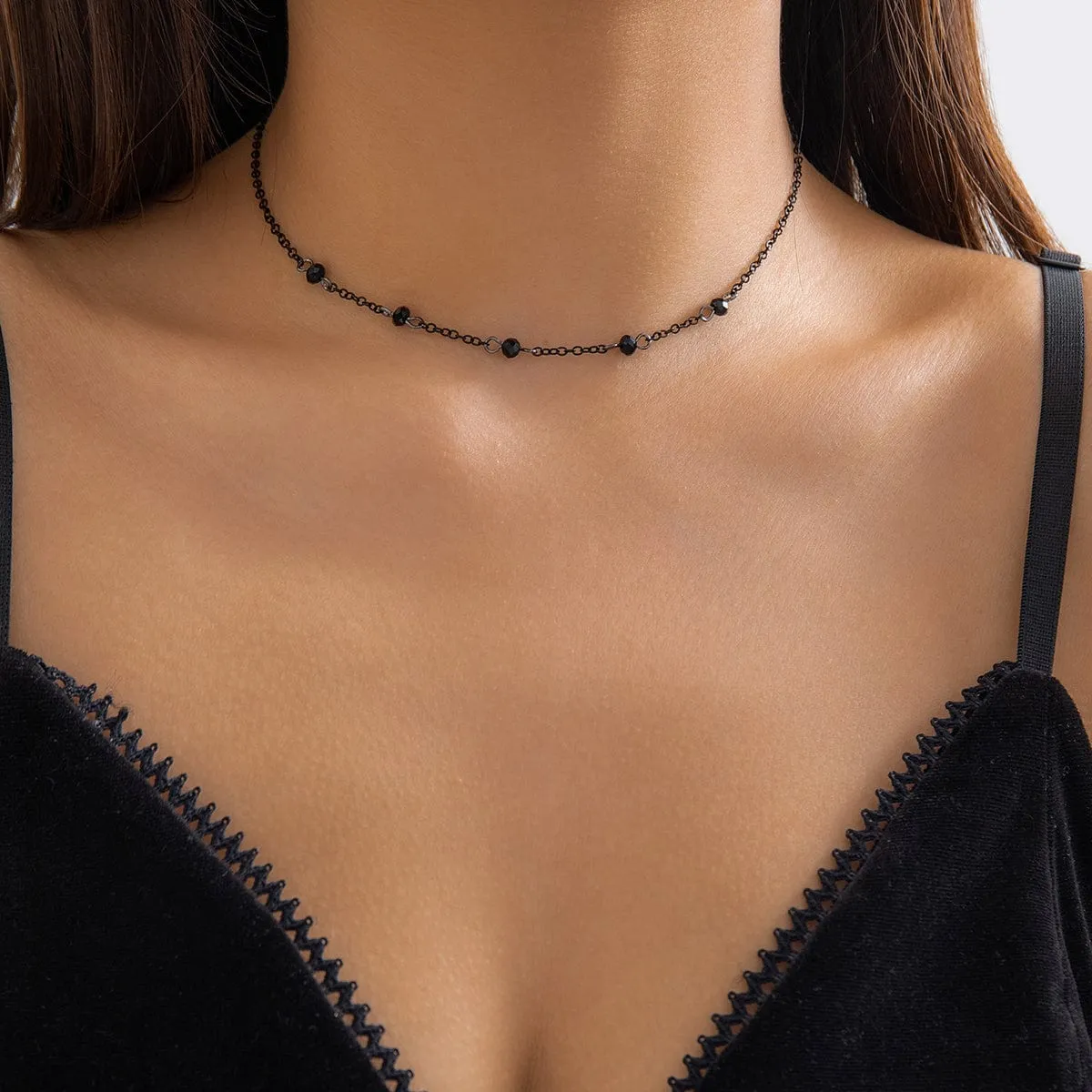 Gothic Rhinestone Cable Chain Necklace