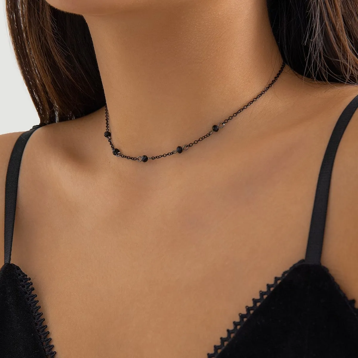 Gothic Rhinestone Cable Chain Necklace