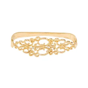 Gothic Rhinestone Inlaid Abstract Lace Pattern Bangle Bracelet