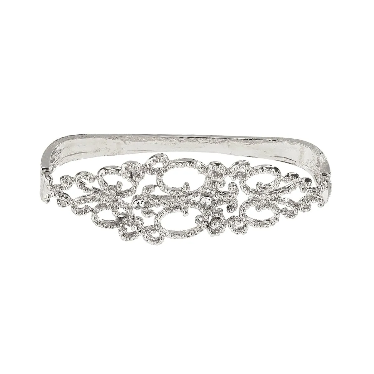 Gothic Rhinestone Inlaid Abstract Lace Pattern Bangle Bracelet