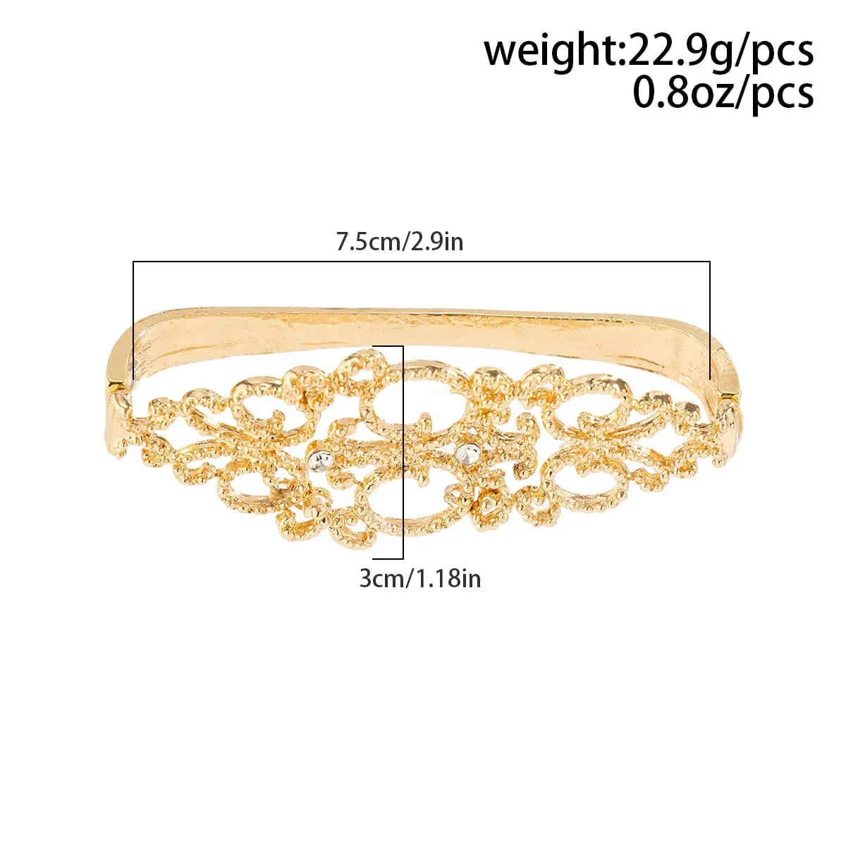 Gothic Rhinestone Inlaid Abstract Lace Pattern Bangle Bracelet