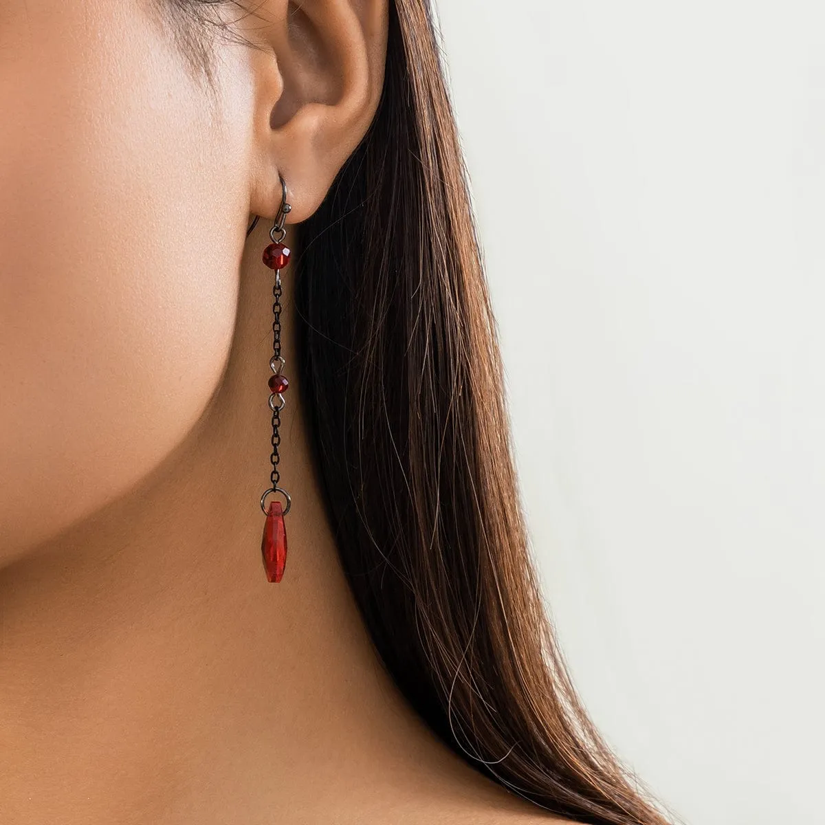Gothic Rhinestone Waterdrop Dangle Earrings