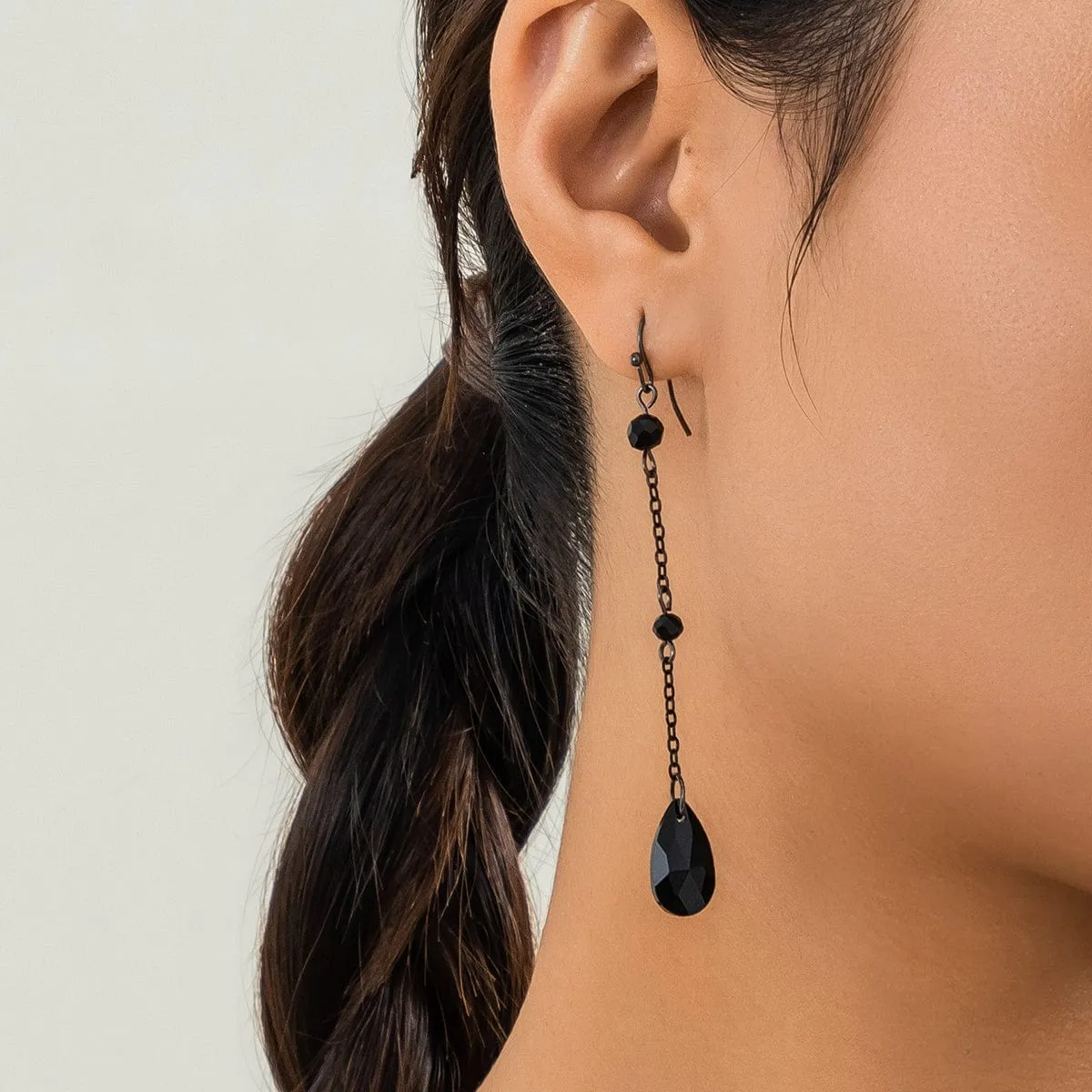 Gothic Rhinestone Waterdrop Dangle Earrings