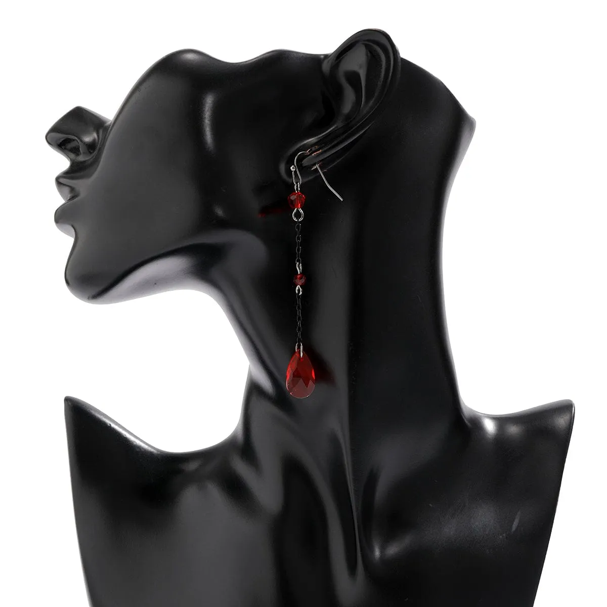 Gothic Rhinestone Waterdrop Dangle Earrings