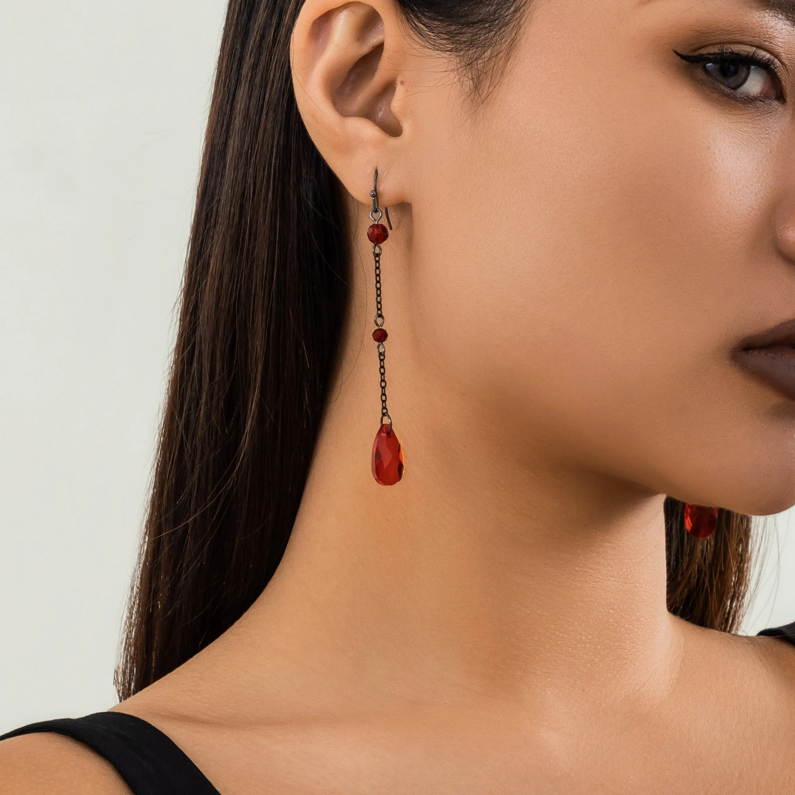 Gothic Rhinestone Waterdrop Dangle Earrings