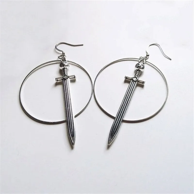 Gothic Sword Earrings Classic Eardrop All Kinds of Big Sword Fashion Punk Jewellery Novel Charm Women Men Gift Mystical Trend
