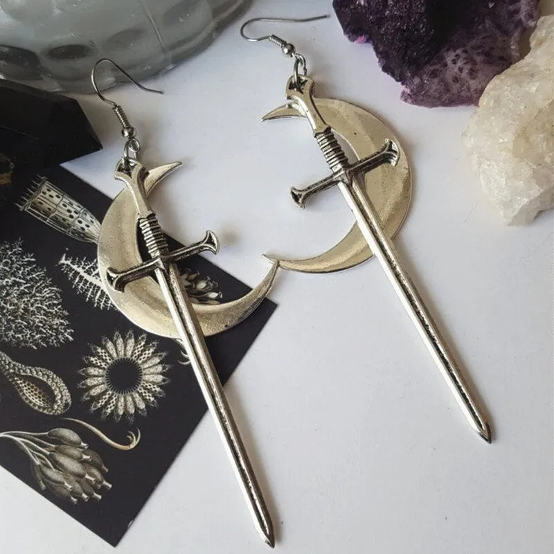 Gothic Sword Earrings Classic Eardrop All Kinds of Big Sword Fashion Punk Jewellery Novel Charm Women Men Gift Mystical Trend