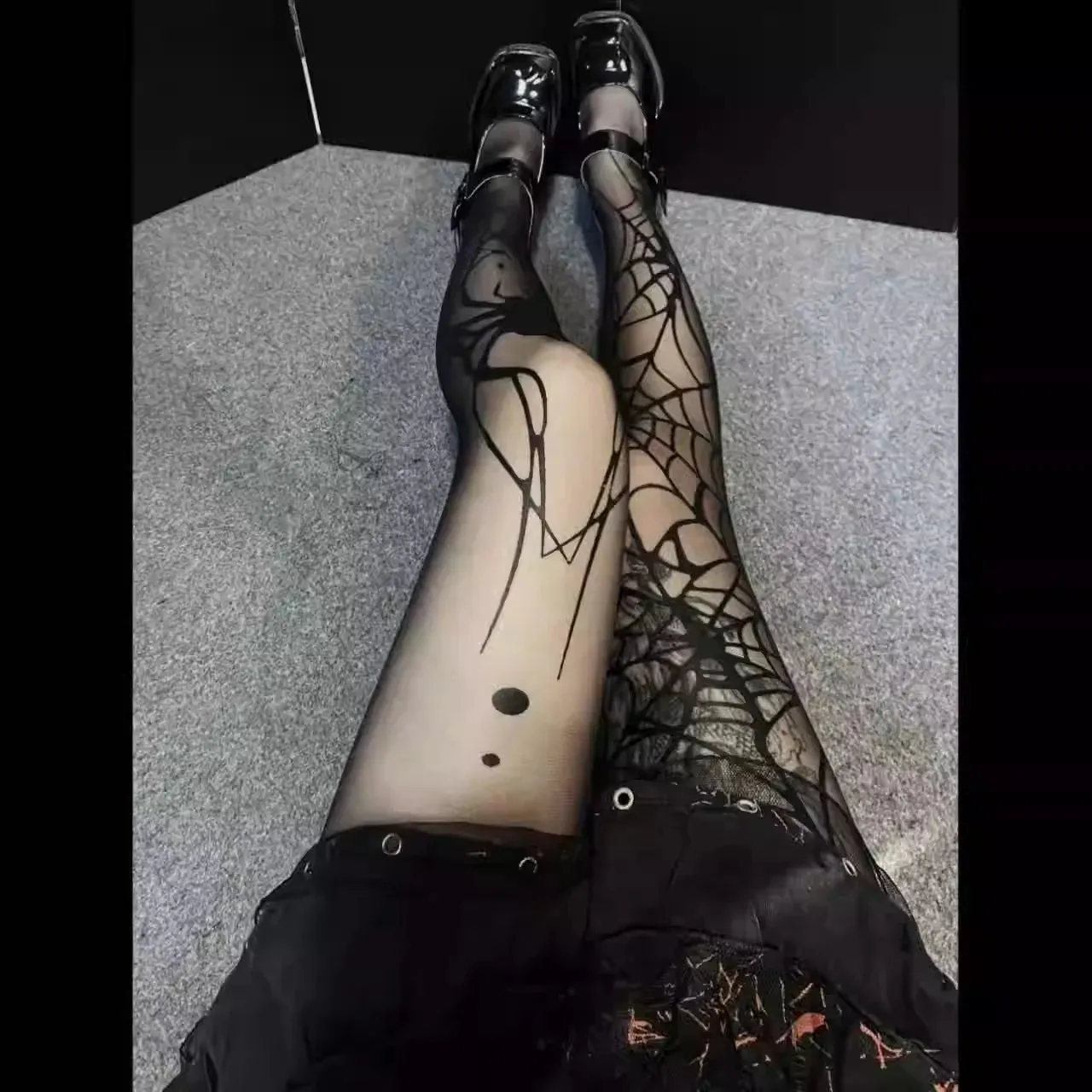 Gothic Vintage Dark Fishnet Tights Stocking Women Emo Alternative Sexy Spider Web Witch Pantyhose Y2k E-girl Cyber Punk Socks