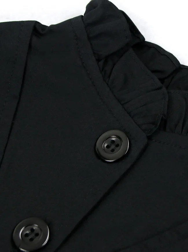 Gothic Vintage High Neck Long Sleeve Button Down Jacket Coat