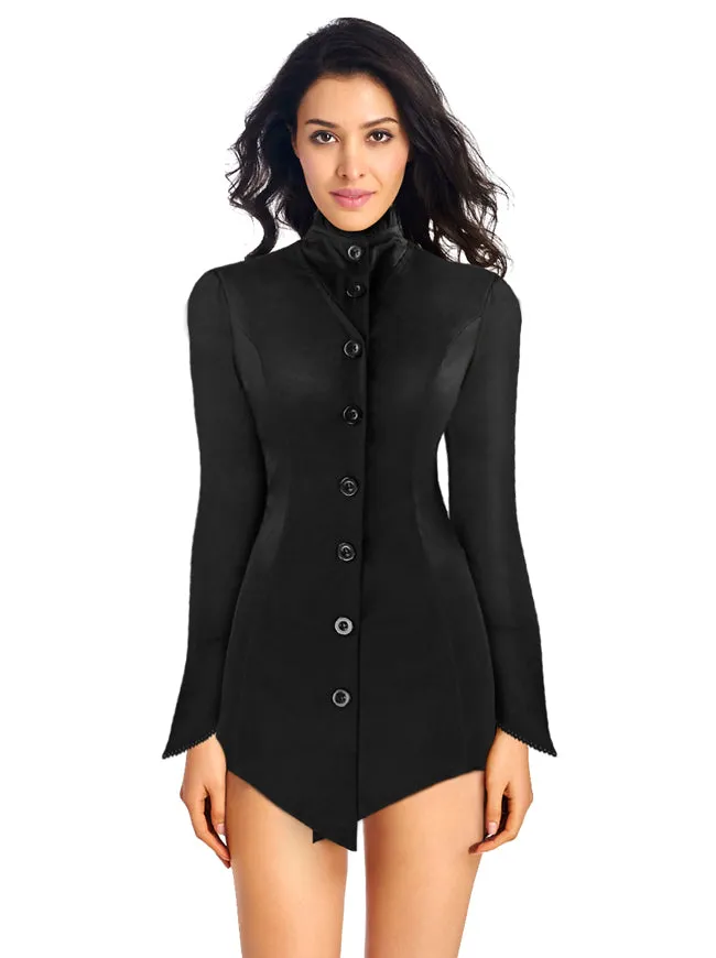 Gothic Vintage High Neck Long Sleeve Button Down Jacket Coat