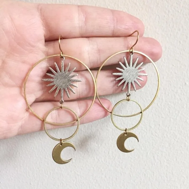 Halo Hoop Moon Sun Starburst Earrings Witch Jewelry Women Gift Delicate and Beautiful Crescent Wholesale Statement Fashion