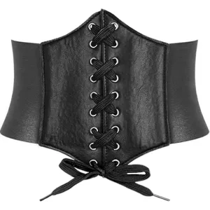 HANERDUN Lace-up Waspie Corset Belts for Women Elastic Waist Belt Tied Retro Wide Belt | Multiple Colors