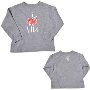 I Love HU Game Night Long Sleeve T-Shirt Gray