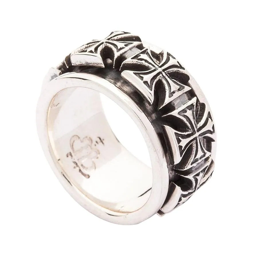 Iron Cross Sterling Silver Spinner Ring