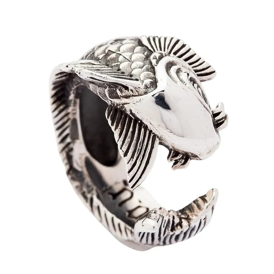 Japanese Koi Sterling Silver Gothic Ring