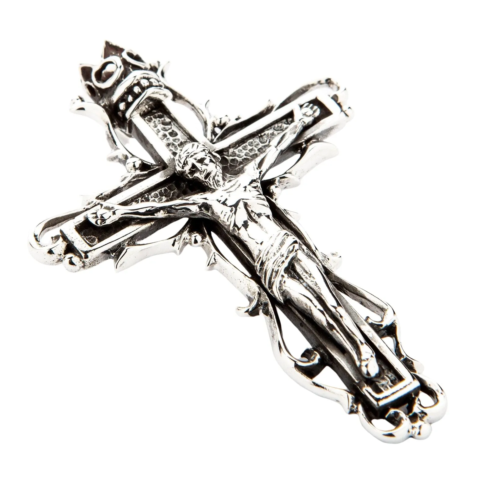 Jesus Crucifix Cross Sterling Silver Gothic Pendant