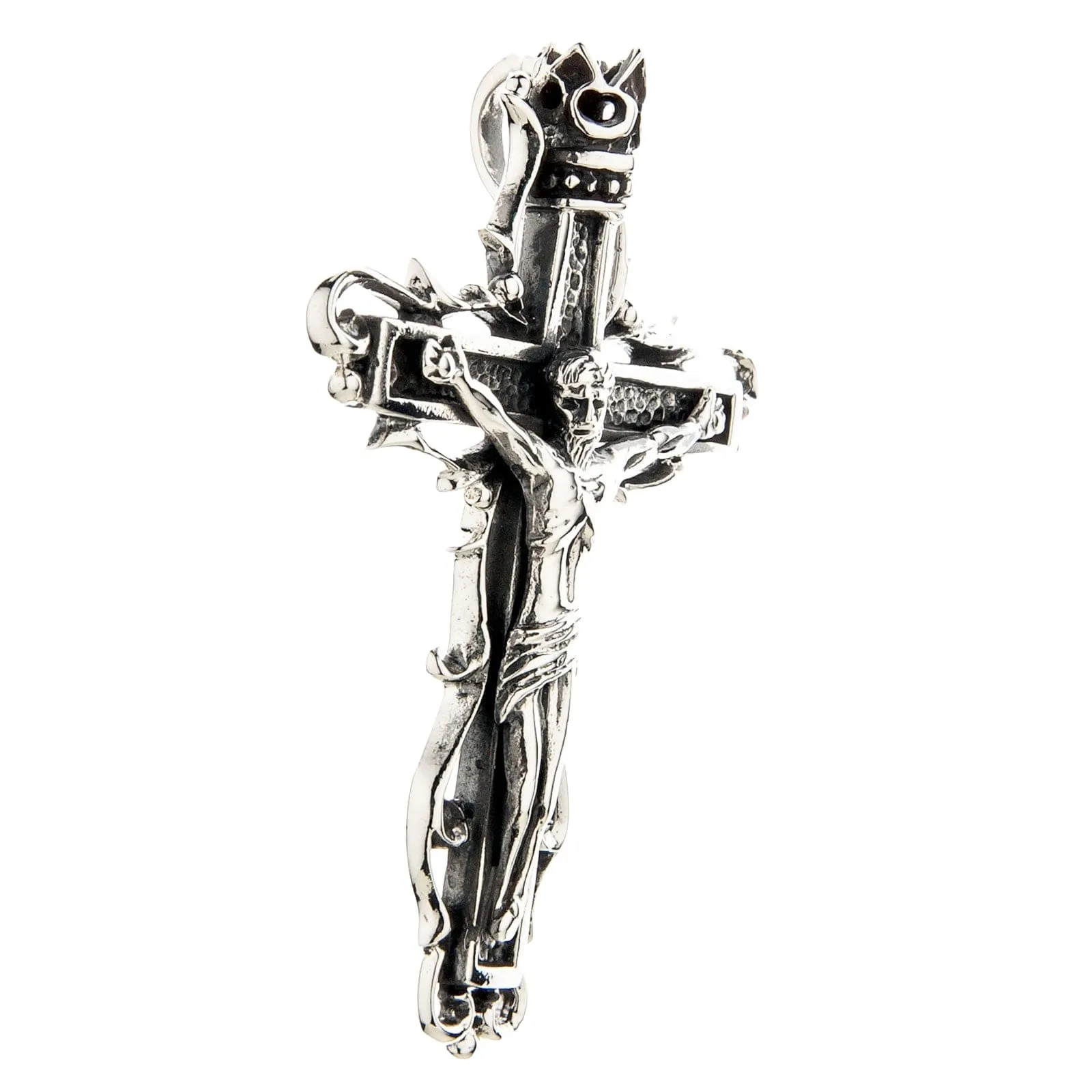 Jesus Crucifix Cross Sterling Silver Gothic Pendant