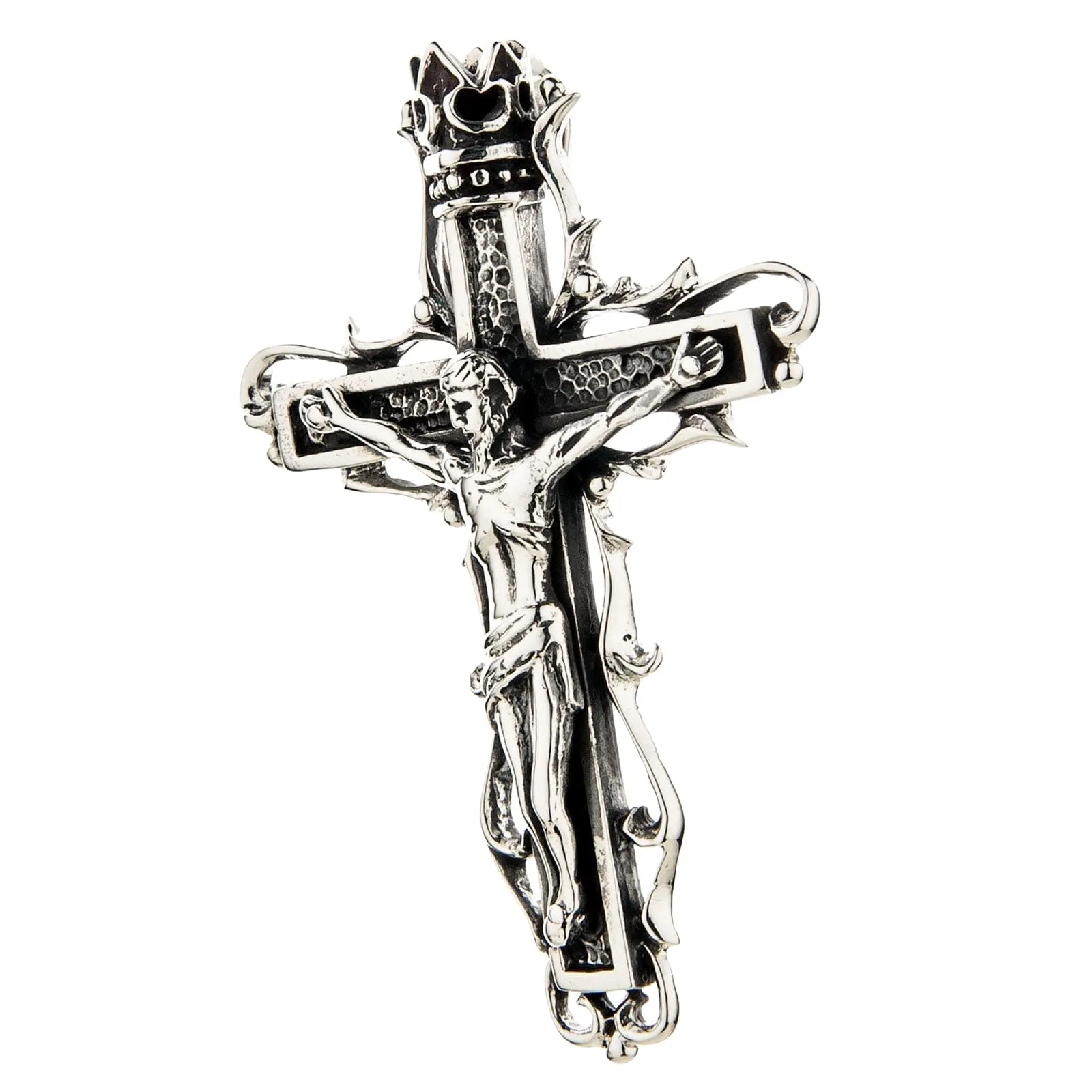 Jesus Crucifix Cross Sterling Silver Gothic Pendant