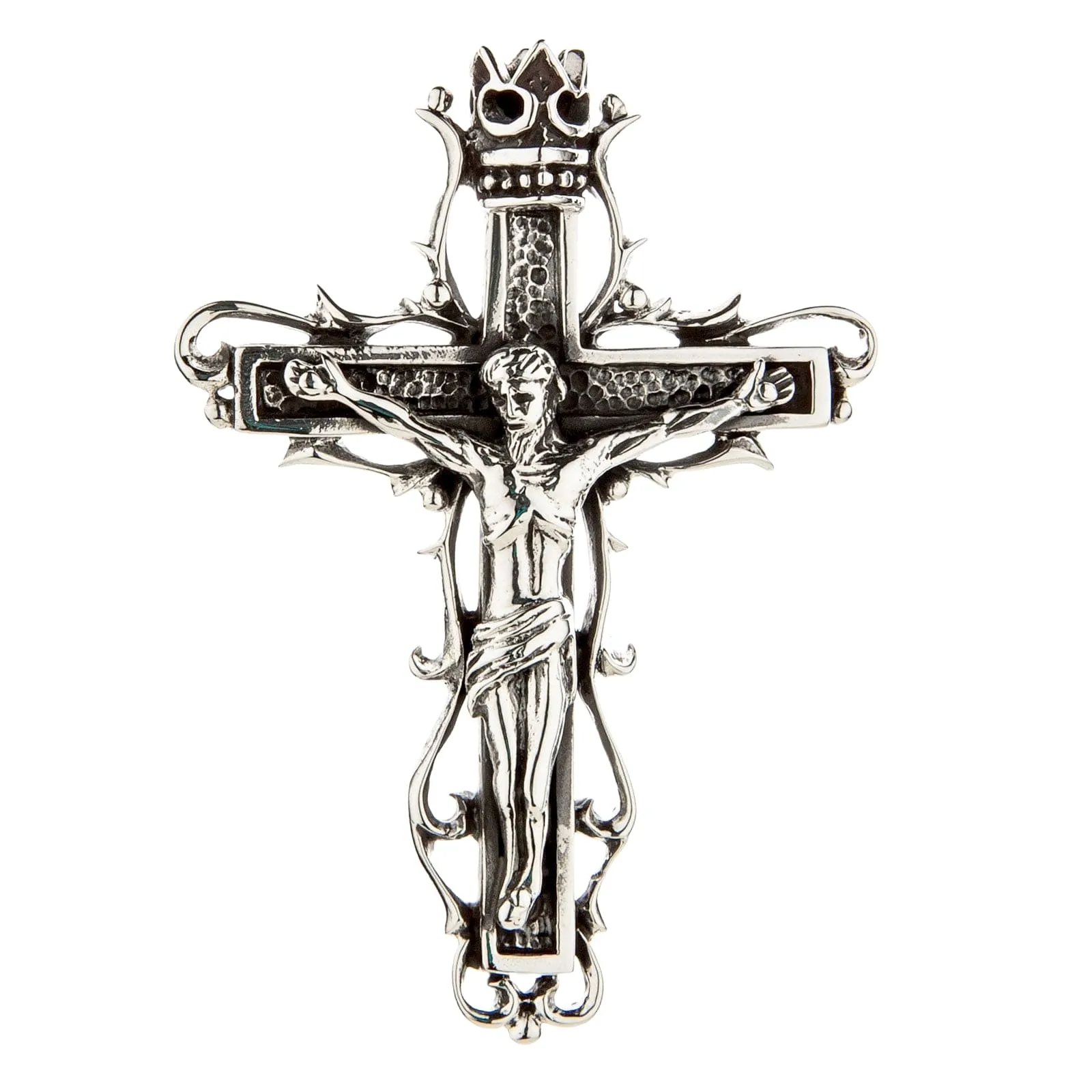 Jesus Crucifix Cross Sterling Silver Gothic Pendant