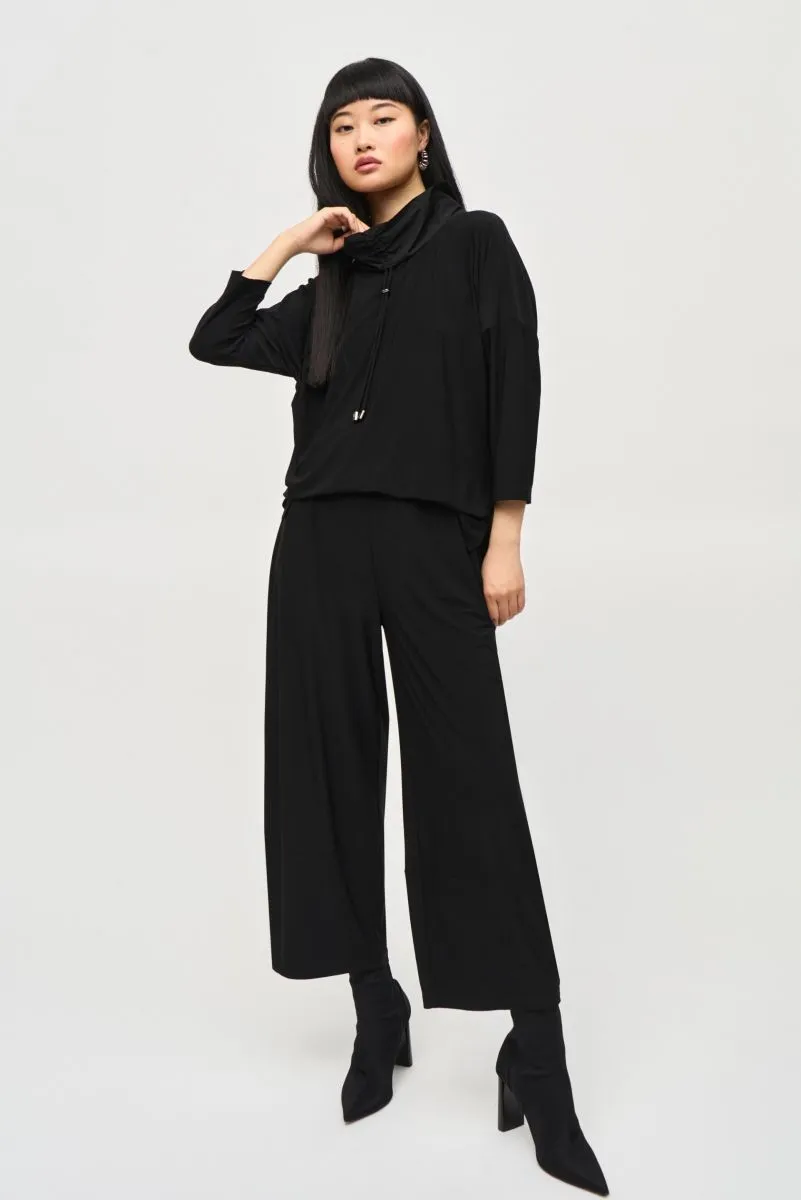 Joseph Ribkoff Drawstring Cowl Neck Cropped Jumpsuit 243137