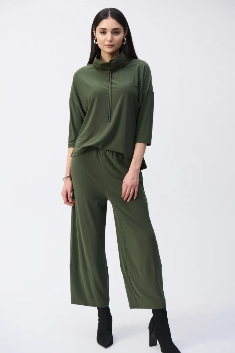 Joseph Ribkoff Drawstring Cowl Neck Cropped Jumpsuit 243137