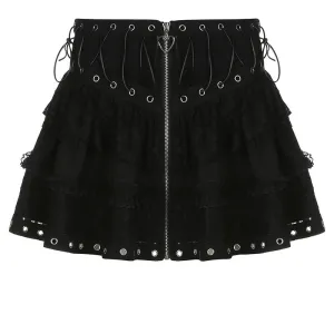 Lace Dark Zipper Skirt