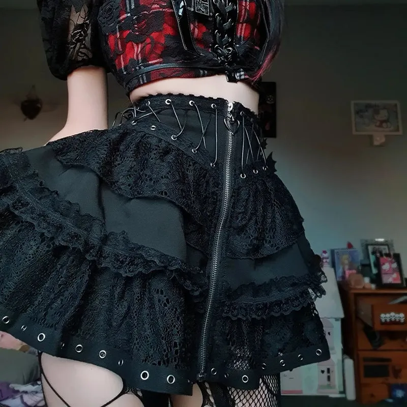 Lace Dark Zipper Skirt