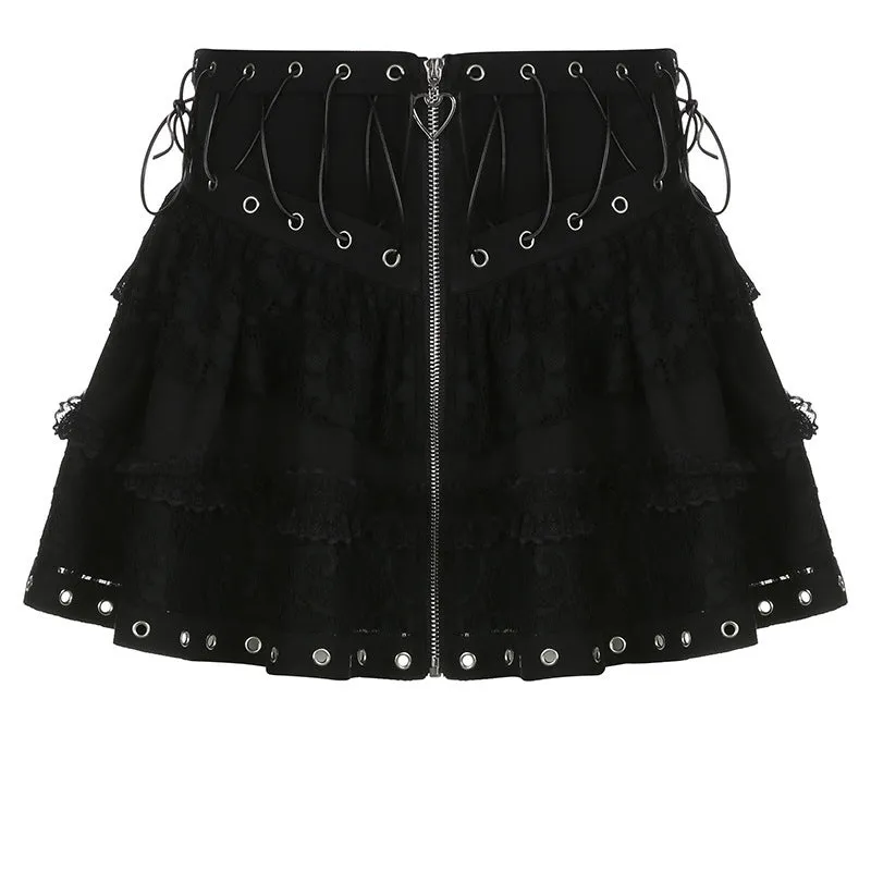 Lace Dark Zipper Skirt