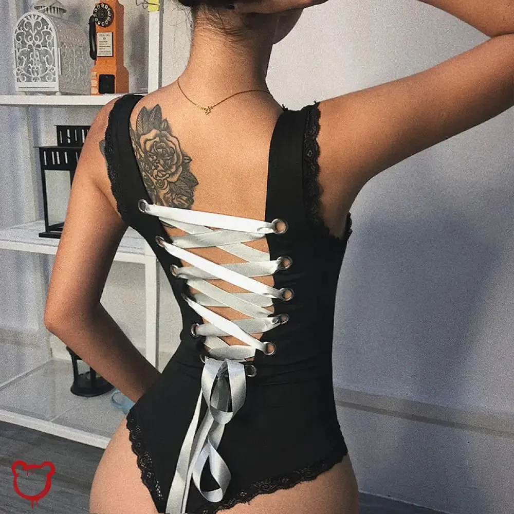 Lace-Up Cursed Bodysuit