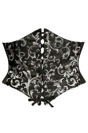 Lavish Black/Silver Brocade Corset Belt Cincher