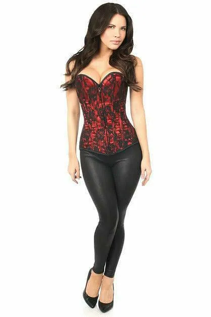 Lavish Red Lace Front Zipper Corset
