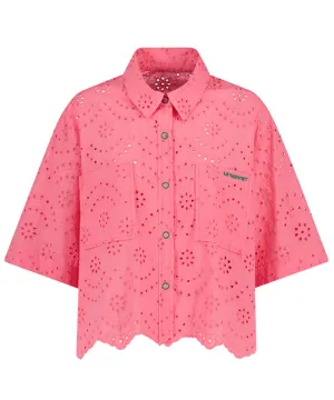 LE SONNET Eyelet Summer Shirts - Pink