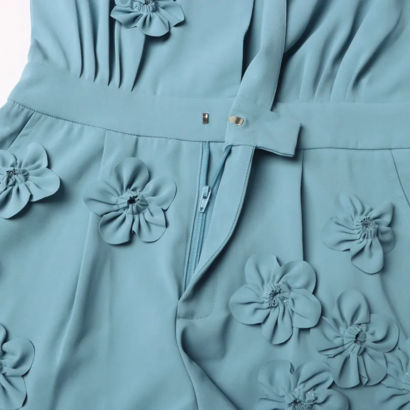 Long Sleeve 3-D Rosette Romper
