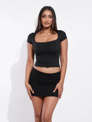 Maddy Square Neck Short Sleeved Fitted T Shirt