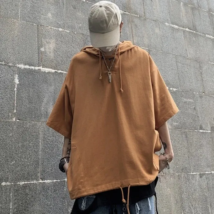 Men Hooded Hip Hop Tshirts Tee Mens Summer Fashion Causal Tshirt Male Streetwear Oversize T-shirts 2023 Clothes