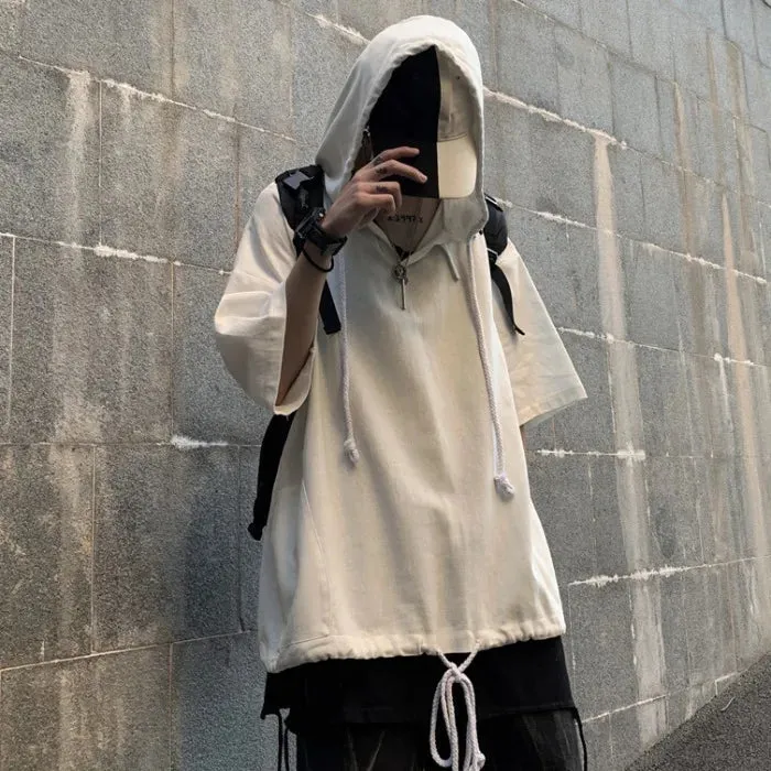 Men Hooded Hip Hop Tshirts Tee Mens Summer Fashion Causal Tshirt Male Streetwear Oversize T-shirts 2023 Clothes