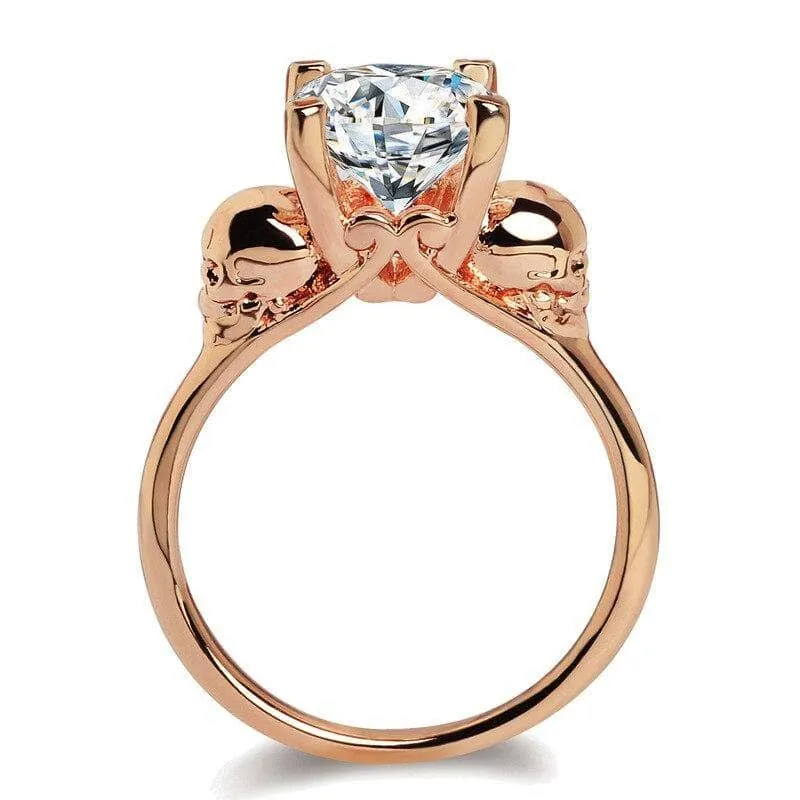 Micro-inlaid Diamond Rose Gold Skull Ring
