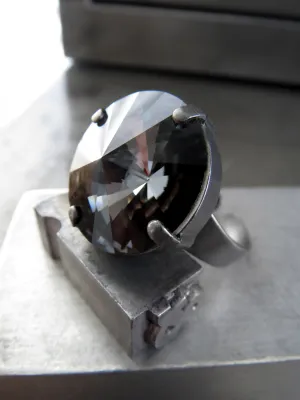 Modern Midnight Black Crystal Ring
