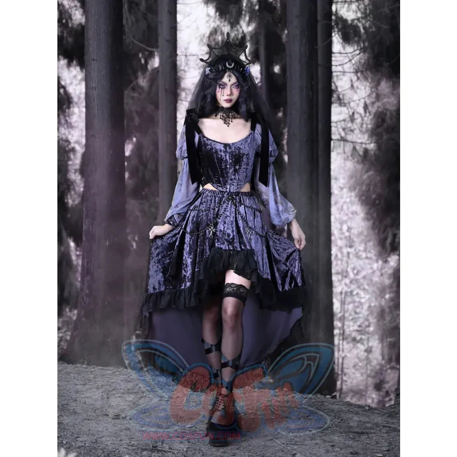 Moonlit Devotion Gothic Bow Velvet Herringbone Lace-up Corset