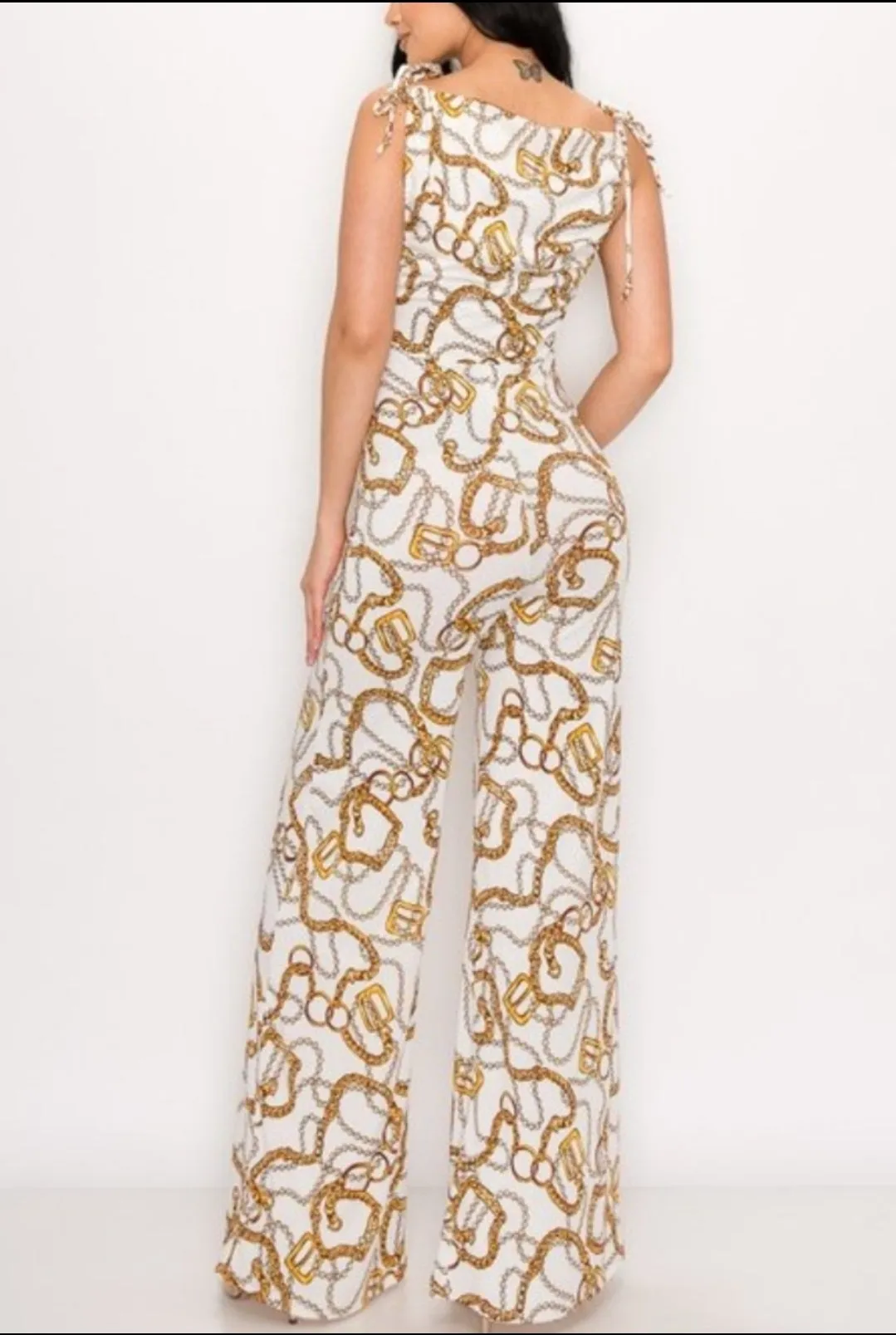 Multi chain Flared Jumpsuit