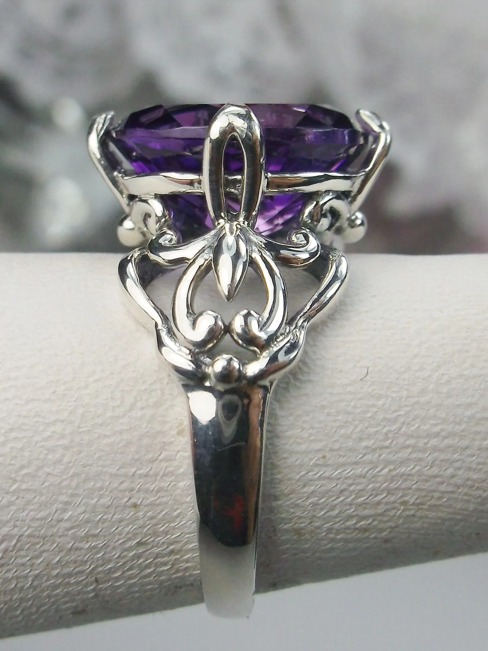 Natural Purple Amethyst Ring, Sterling Silver Gothic Jewelry #D111