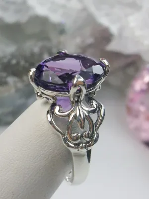Natural Purple Amethyst Ring, Sterling Silver Gothic Jewelry #D111
