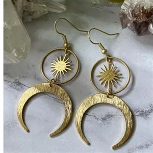 New Golden Goddess Hoop Earrings Drop Geometric Crescent Phase Hippie Statement Witchy Jewelry Punk Delicacy