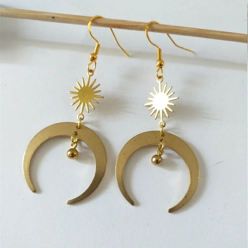 New Goth Modernist Metal Loop Earrings Drop Phase Boho Hippie Statement Summer Long Creativity Jewelry Minimalism Women Gift