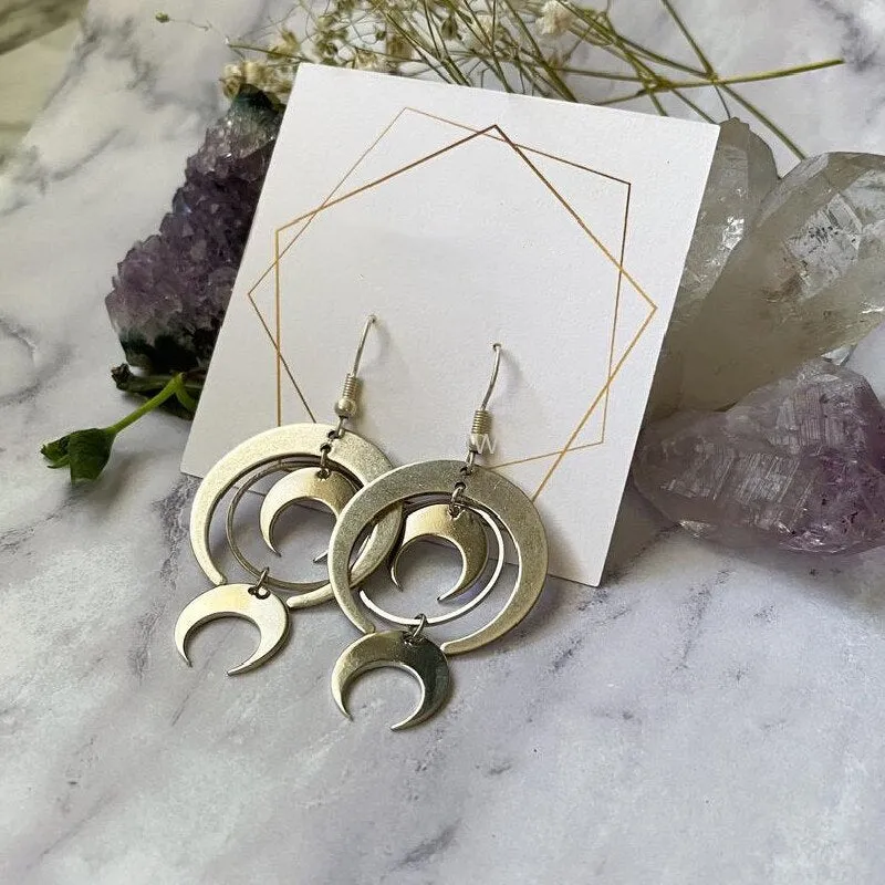 New Goth Modernist Metal Loop Earrings Drop Phase Boho Hippie Statement Summer Long Creativity Jewelry Minimalism Women Gift