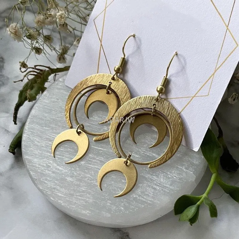 New Goth Modernist Metal Loop Earrings Drop Phase Boho Hippie Statement Summer Long Creativity Jewelry Minimalism Women Gift